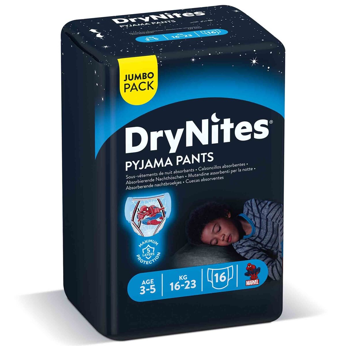 GETIT.QA- Qatar’s Best Online Shopping Website offers HUGGIES DRYNITES PYJAMA PANTS 3-5 YEARS BED WETTING DIAPER BOY 16-23 KG JUMBO PACK 16 PCS at the lowest price in Qatar. Free Shipping & COD Available!