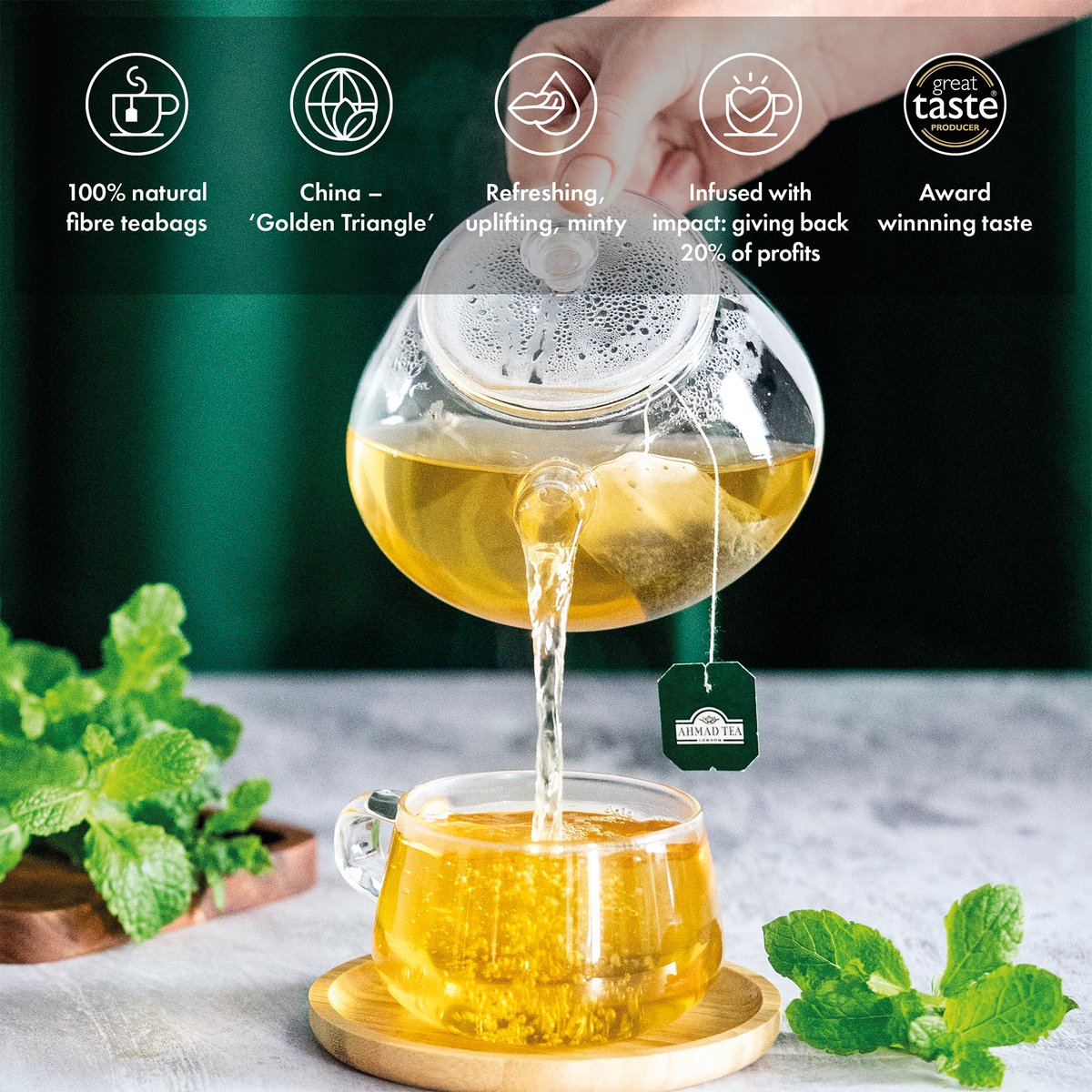 GETIT.QA- Qatar’s Best Online Shopping Website offers AHMAD TEA MINT GREEN TEA 20 TEABAGS at the lowest price in Qatar. Free Shipping & COD Available!