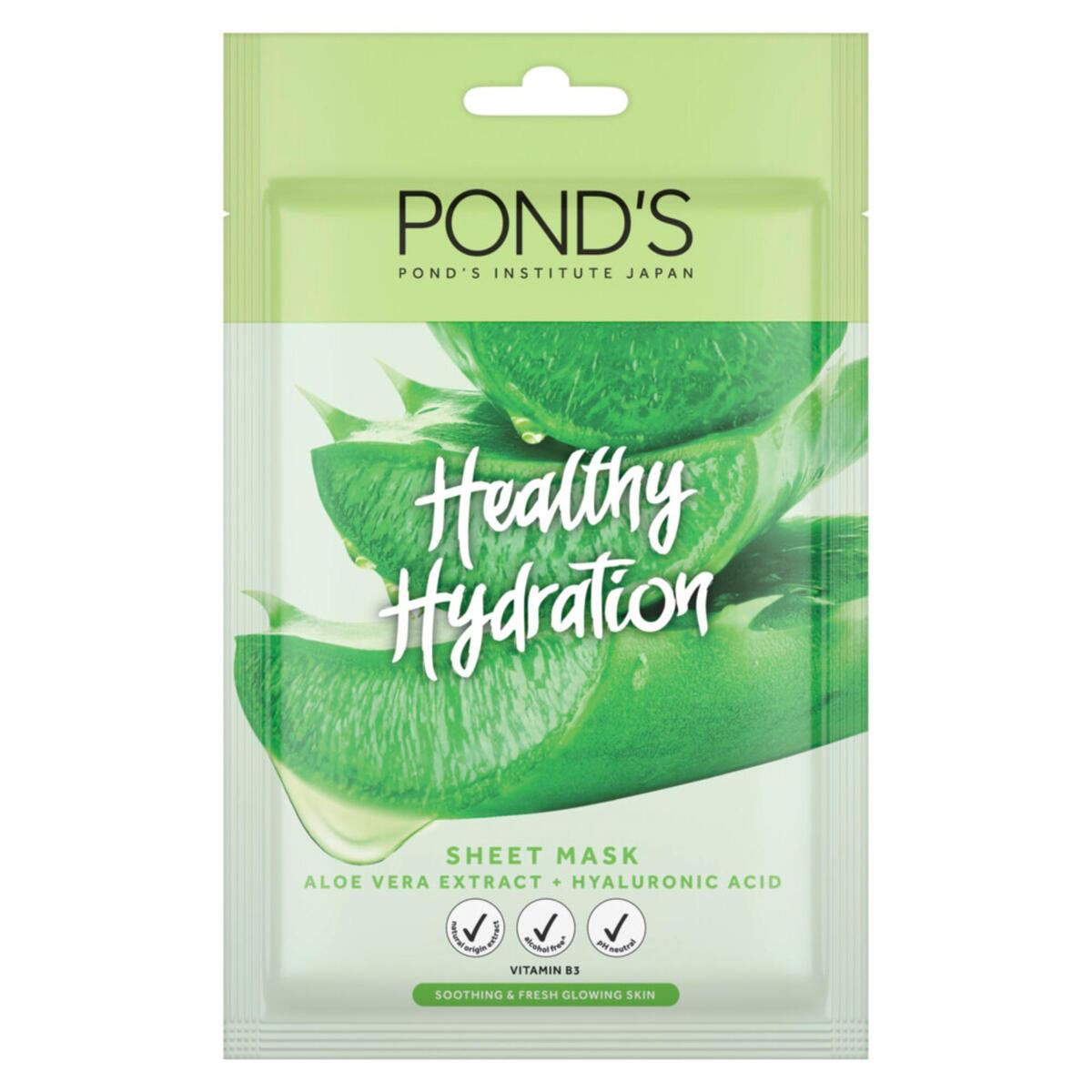 GETIT.QA- Qatar’s Best Online Shopping Website offers POND'S HEALTHY HYDRATION ALOE VERA SHEET MASK 25 ML at the lowest price in Qatar. Free Shipping & COD Available!
