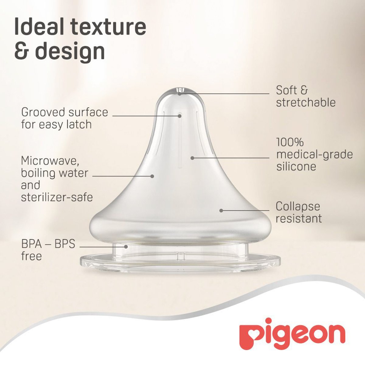 GETIT.QA- Qatar’s Best Online Shopping Website offers PIGEON SOFT TOUCH PERISTALTIC PLUS WIDE NECK NIPPLE 2 PCS at the lowest price in Qatar. Free Shipping & COD Available!