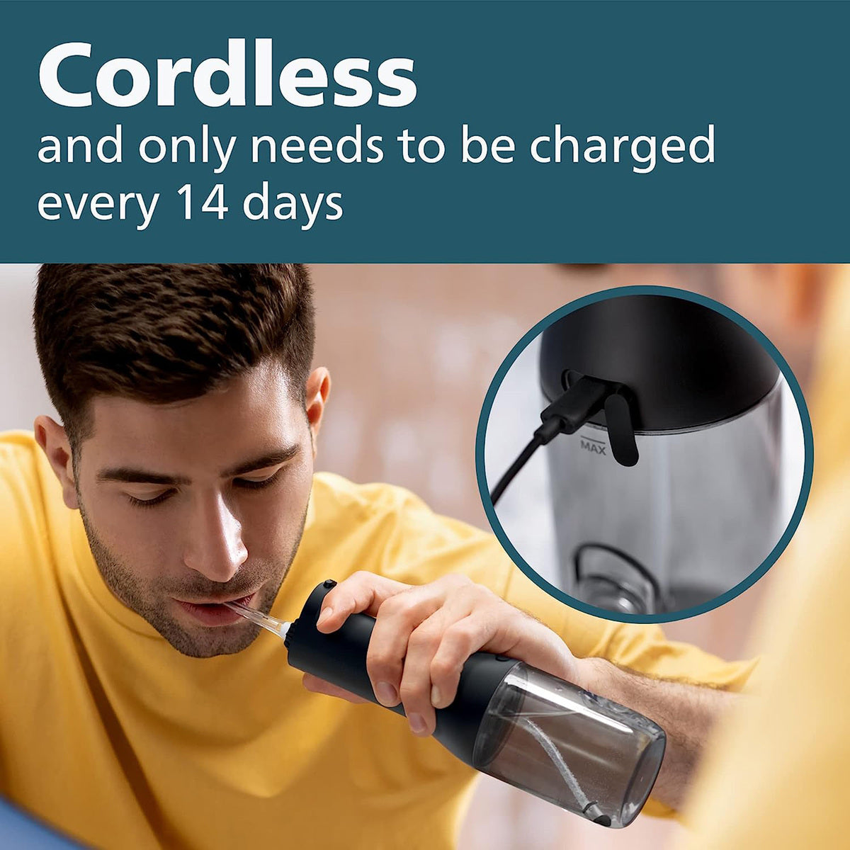 GETIT.QA- Qatar’s Best Online Shopping Website offers PHILIPS SONICARE CORDLESS POWER FLOSSER HX-3806 BLACK/WHITE at the lowest price in Qatar. Free Shipping & COD Available!
