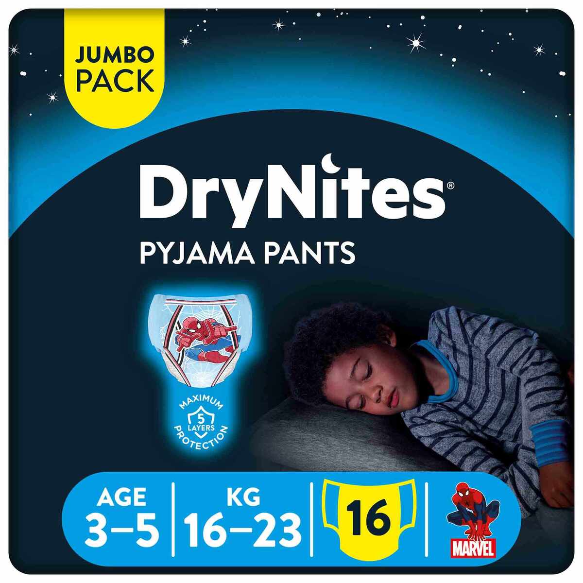 GETIT.QA- Qatar’s Best Online Shopping Website offers HUGGIES DRYNITES PYJAMA PANTS 3-5 YEARS BED WETTING DIAPER BOY 16-23 KG JUMBO PACK 16 PCS at the lowest price in Qatar. Free Shipping & COD Available!