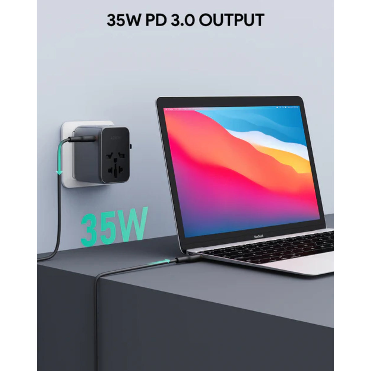 GETIT.QA- Qatar’s Best Online Shopping Website offers AUKEY PA-TA07 UNIVERSAL TRAVEL ADAPTER,35W WITH 3XUSB-C AND 2XUSB-A PORTS at the lowest price in Qatar. Free Shipping & COD Available!