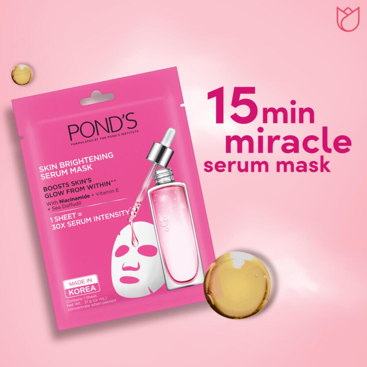 GETIT.QA- Qatar’s Best Online Shopping Website offers PONDS FACE MASK SKIN BRIGHTENING SERUM MASK 21 ML at the lowest price in Qatar. Free Shipping & COD Available!