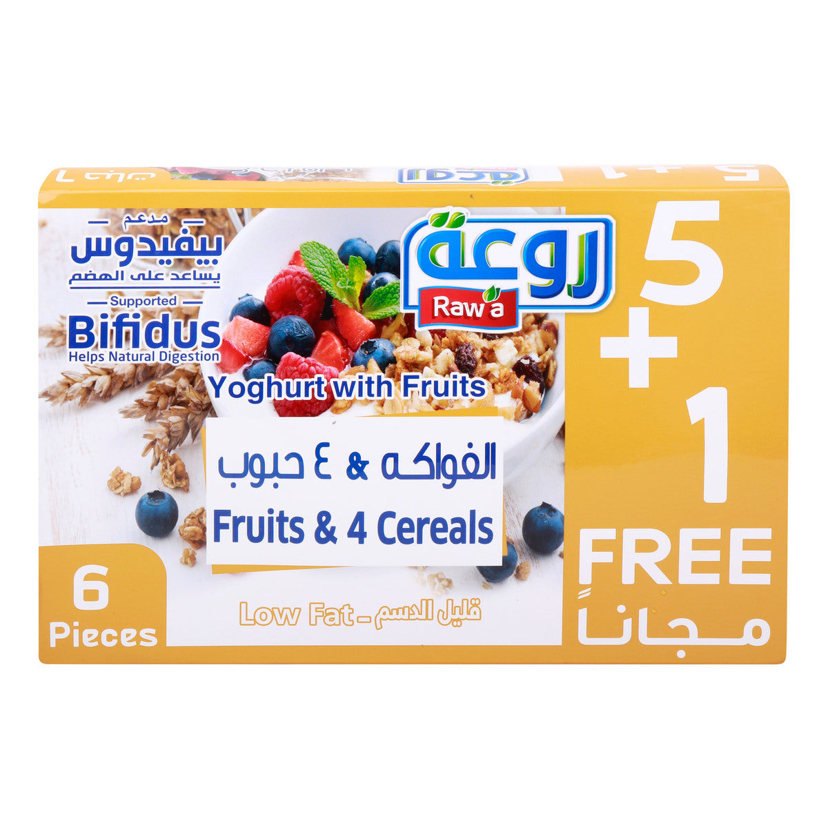 GETIT.QA- Qatar’s Best Online Shopping Website offers RAWA FRUIT AND 4 CEREALS LOW FAT YOGURT 150 G 5 + 1 FREE at the lowest price in Qatar. Free Shipping & COD Available!