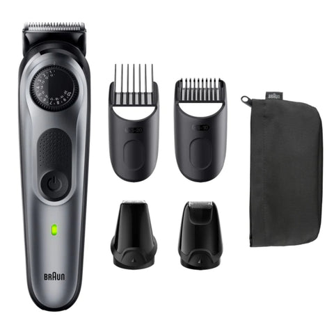 GETIT.QA- Qatar’s Best Online Shopping Website offers BRAUN BEARD TRIMMER WITH PRECISION WHEEL AND 5 STYLING TOOLS, GREY, BT5440 at the lowest price in Qatar. Free Shipping & COD Available!