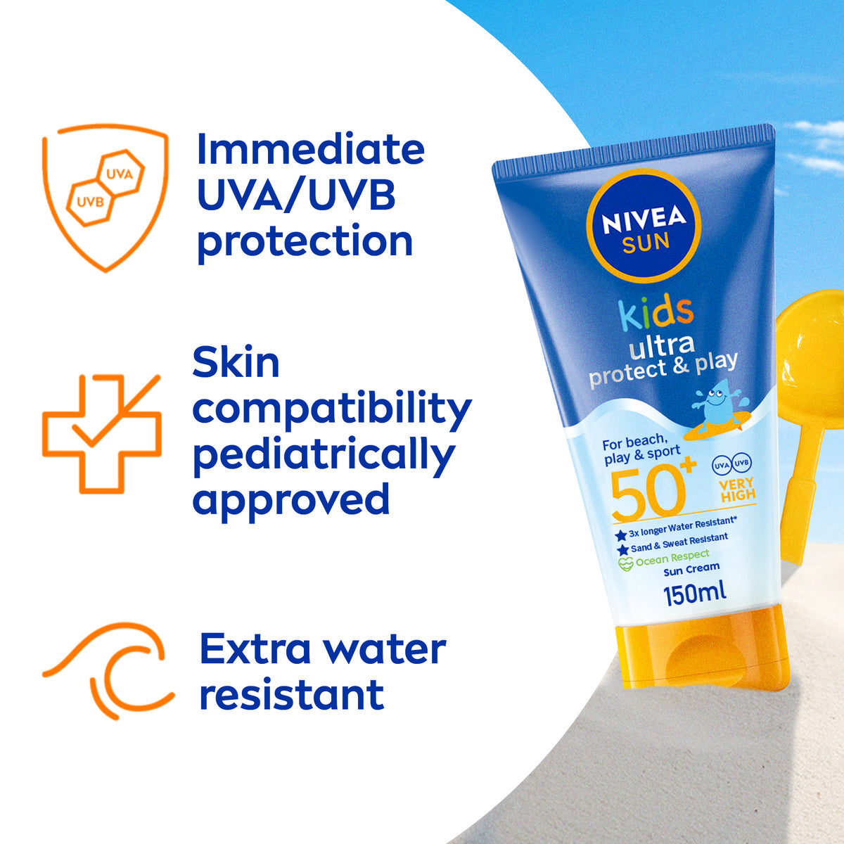 GETIT.QA- Qatar’s Best Online Shopping Website offers NIVEA KIDS SUN LOTION ULTRA PROTECT & PLAY SPF 50+ 150 ML at the lowest price in Qatar. Free Shipping & COD Available!