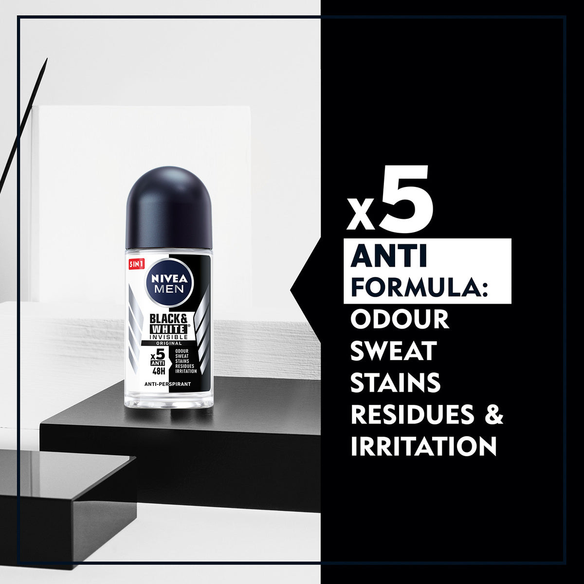 GETIT.QA- Qatar’s Best Online Shopping Website offers NIVEA MEN ANTIPERSPIRANT ROLL-ON BLACK & WHITE ORIGINAL 50 ML at the lowest price in Qatar. Free Shipping & COD Available!