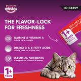 GETIT.QA- Qatar’s Best Online Shopping Website offers WHISKAS BEEF LIVER IN GRAVY WET CAT FOOD POUCH FOR 1+ YEARS ADULT CATS 4 X 80 G at the lowest price in Qatar. Free Shipping & COD Available!
