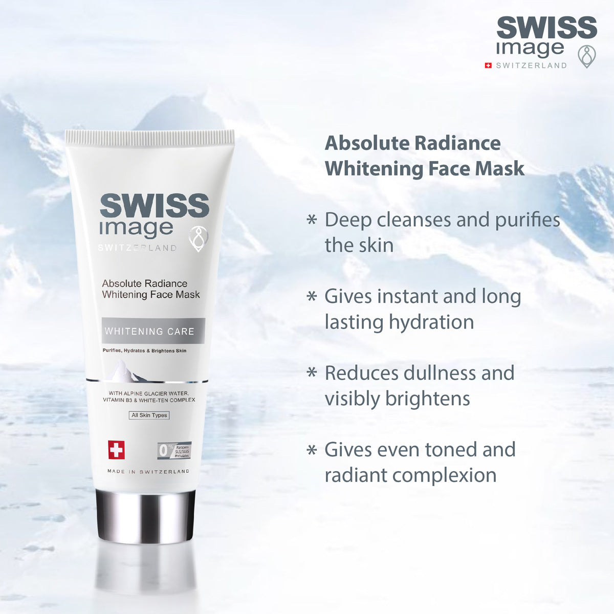 GETIT.QA- Qatar’s Best Online Shopping Website offers SWISS IMAGE WHITENING CARE ABSOLUTE RADIANCE FACE MASK-- 75 ML at the lowest price in Qatar. Free Shipping & COD Available!
