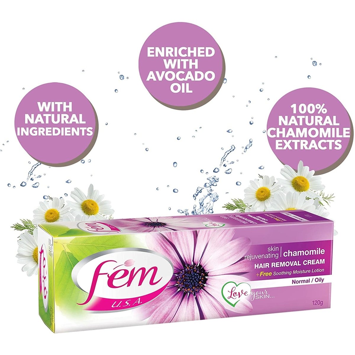 GETIT.QA- Qatar’s Best Online Shopping Website offers FEM USA HAIR REMOVAL CREAM WITH REJUVENATING CHAMOMILE FOR REJUVENATING SKIN 120 G at the lowest price in Qatar. Free Shipping & COD Available!