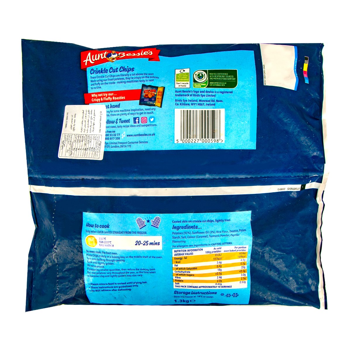 GETIT.QA- Qatar’s Best Online Shopping Website offers AUNT BESSIE'S CRINKLE CUT CHIPS 1.3 KG at the lowest price in Qatar. Free Shipping & COD Available!