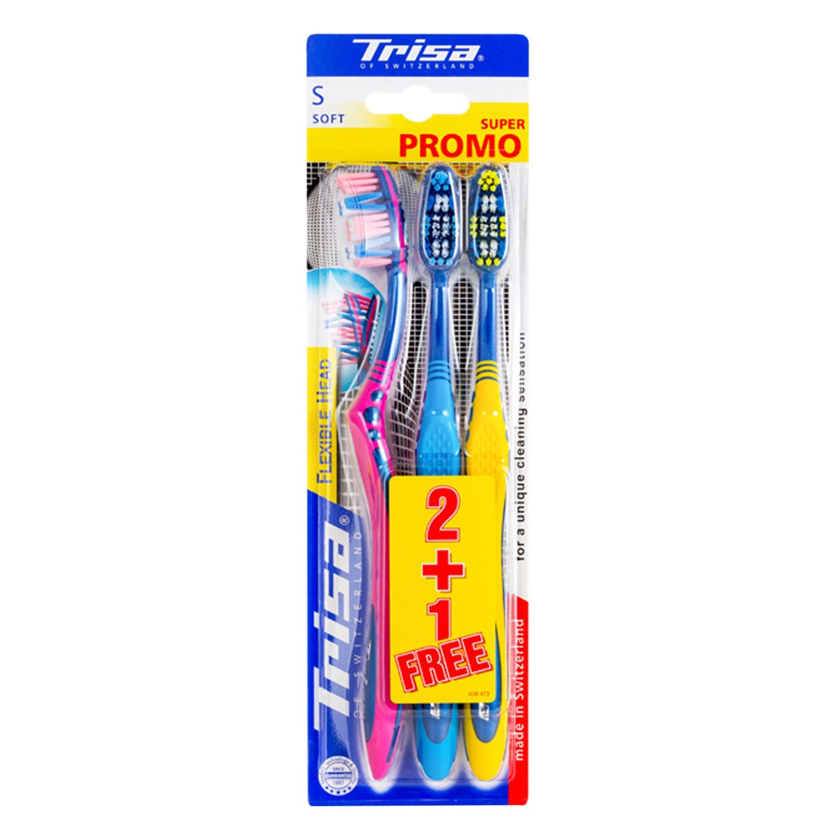 GETIT.QA- Qatar’s Best Online Shopping Website offers TRISA FLEXIBLE HEAD SOFT TOOTHBRUSH 2 + 1 at the lowest price in Qatar. Free Shipping & COD Available!