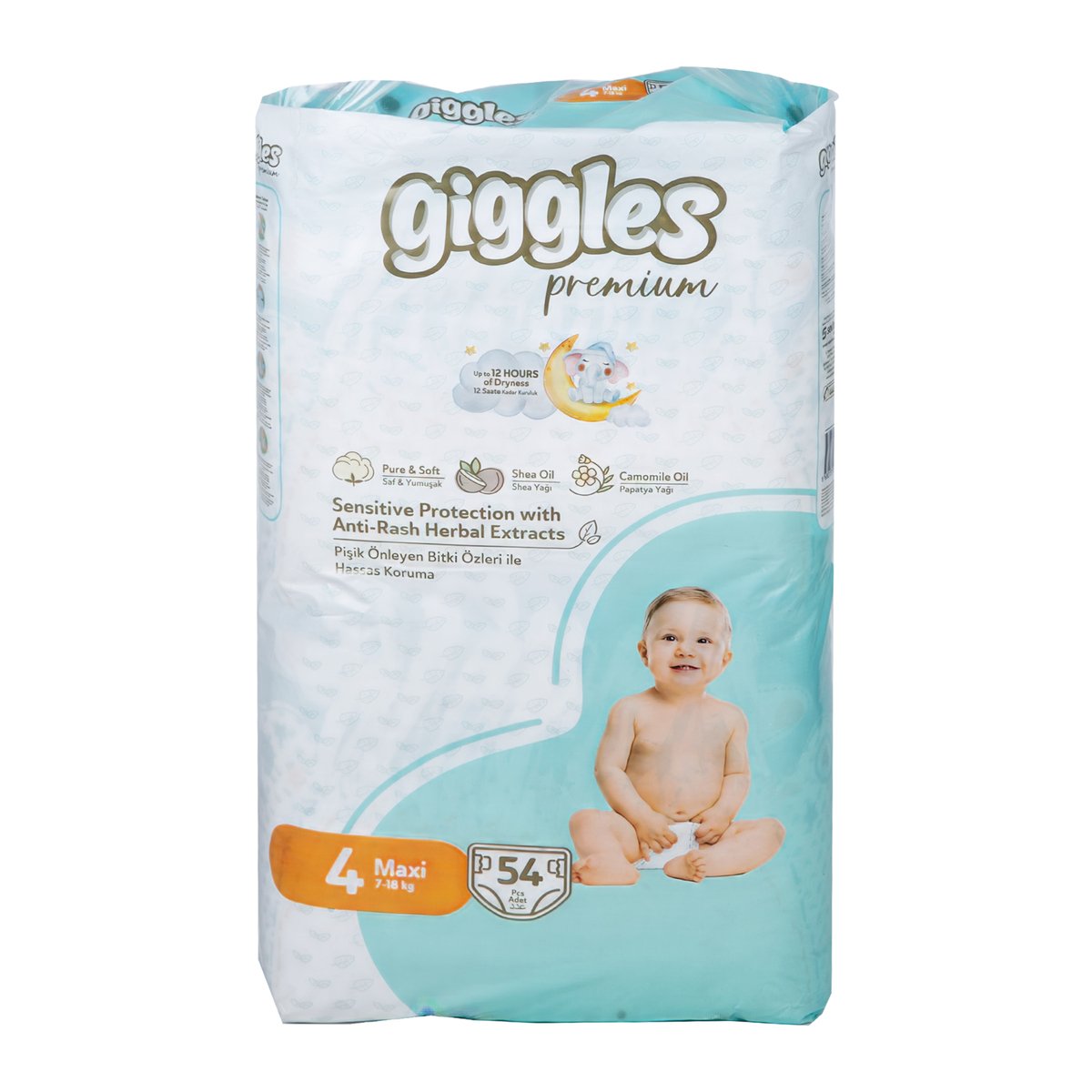 GETIT.QA- Qatar’s Best Online Shopping Website offers GIGGLES PREMIUM BABY DIAPER MAXI SIZE 4 7-18 KG 54 PCS at the lowest price in Qatar. Free Shipping & COD Available!