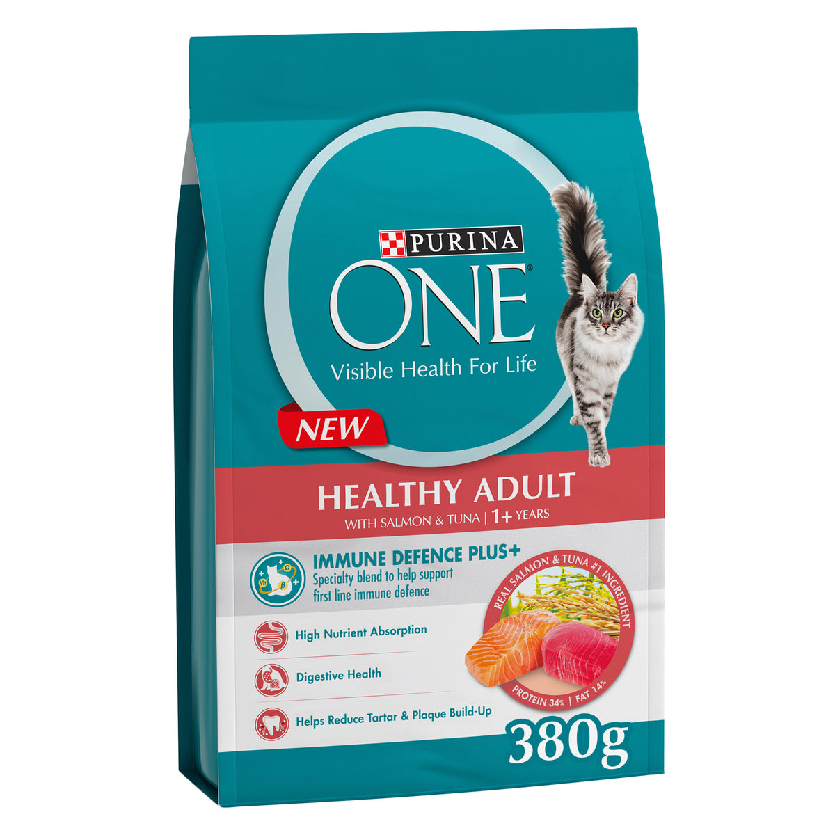 GETIT.QA- Qatar’s Best Online Shopping Website offers PURINA ONE HEALTHY ADULT CATFOOD WITH SALMON & TUNA FOR 1+ YEARS 380 G
 at the lowest price in Qatar. Free Shipping & COD Available!