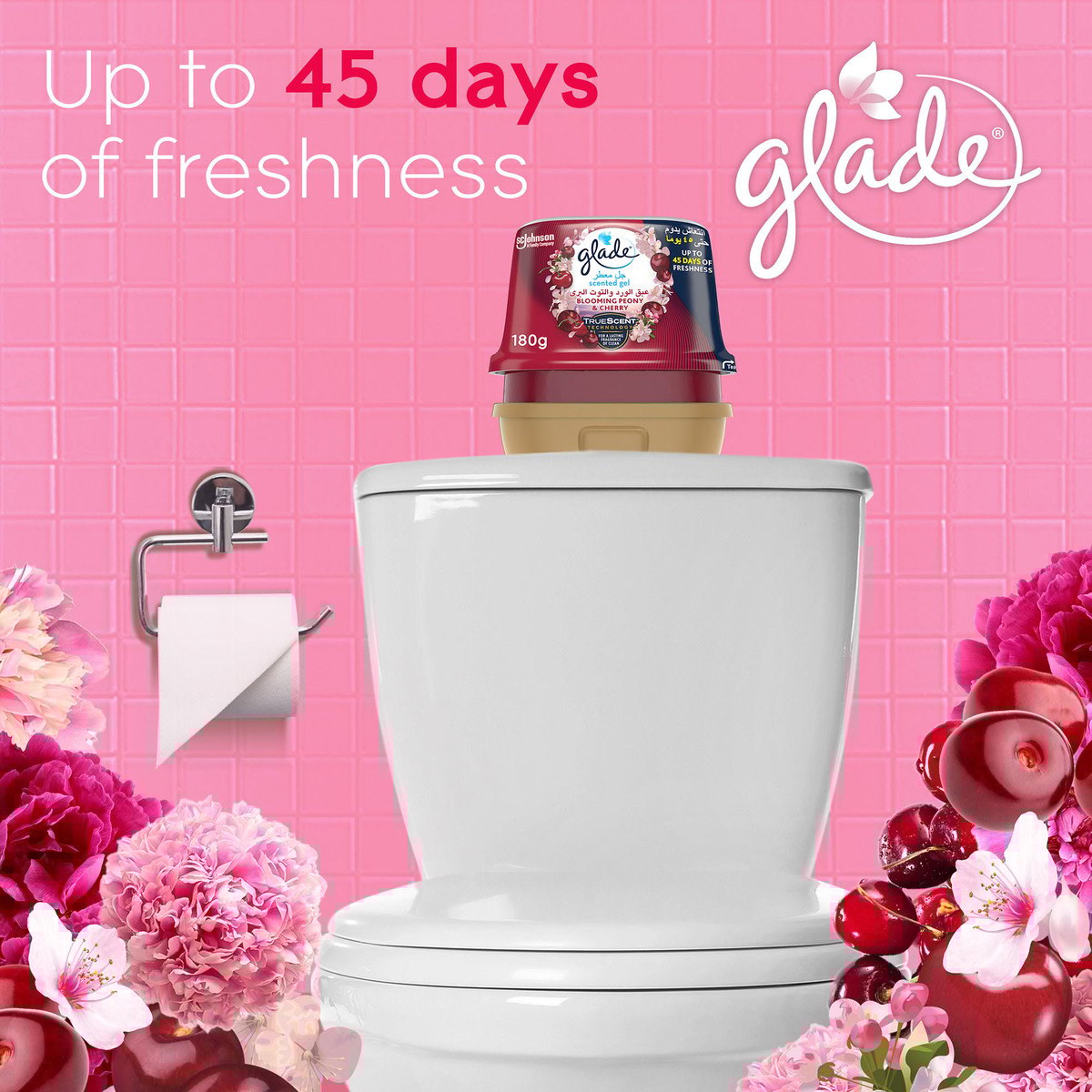 GETIT.QA- Qatar’s Best Online Shopping Website offers GLADE SCENTED GEL BLOOMING PEONY & CHERRY 180 G at the lowest price in Qatar. Free Shipping & COD Available!