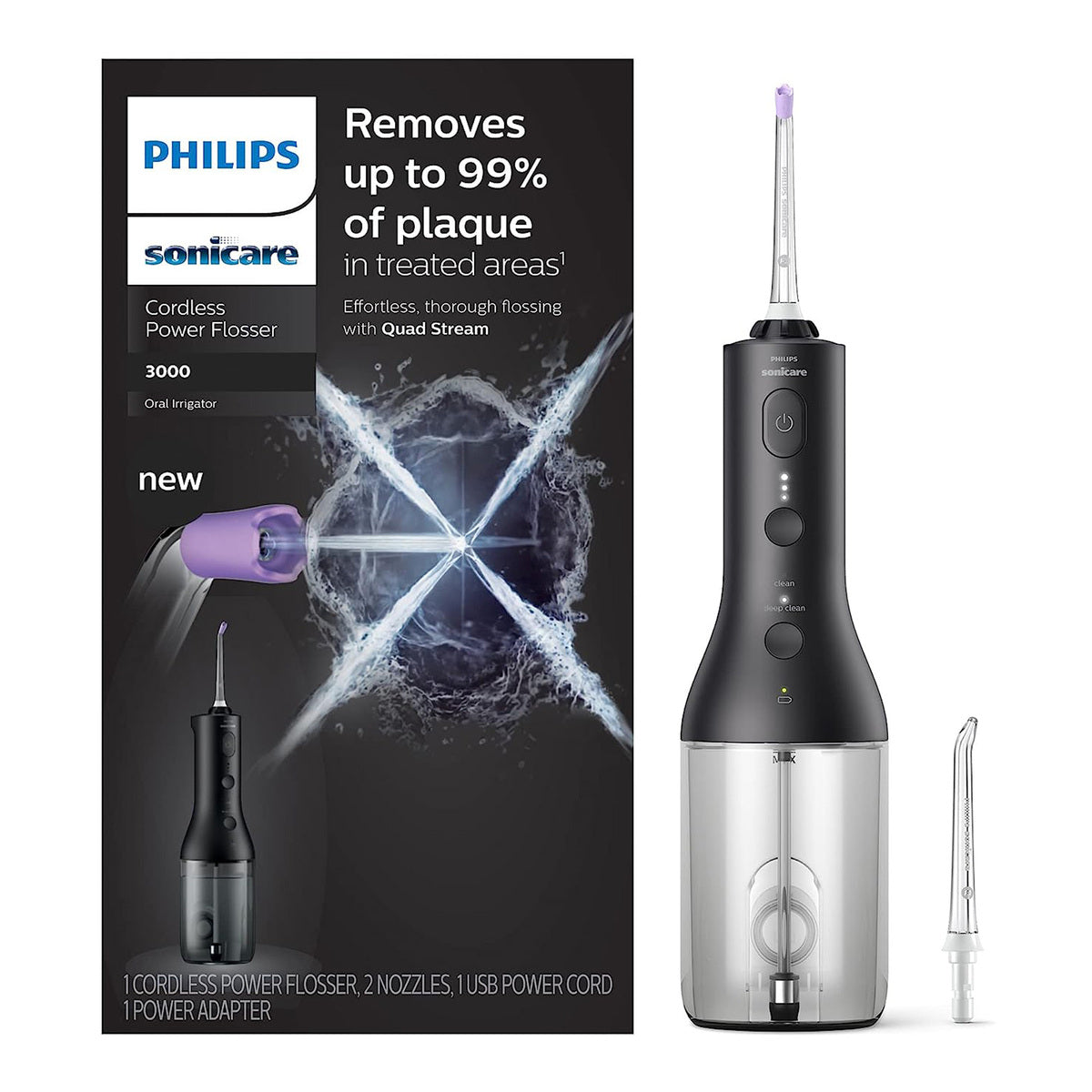 GETIT.QA- Qatar’s Best Online Shopping Website offers PHILIPS SONICARE CORDLESS POWER FLOSSER HX-3806 BLACK/WHITE at the lowest price in Qatar. Free Shipping & COD Available!