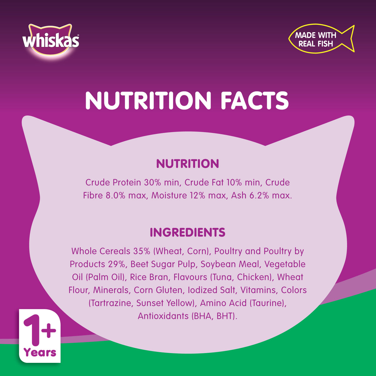 GETIT.QA- Qatar’s Best Online Shopping Website offers WHISKAS CHICKEN & TUNA HAIRBALL CONTROL DRY FOOD FOR ADULT CATS 1.1 KG at the lowest price in Qatar. Free Shipping & COD Available!