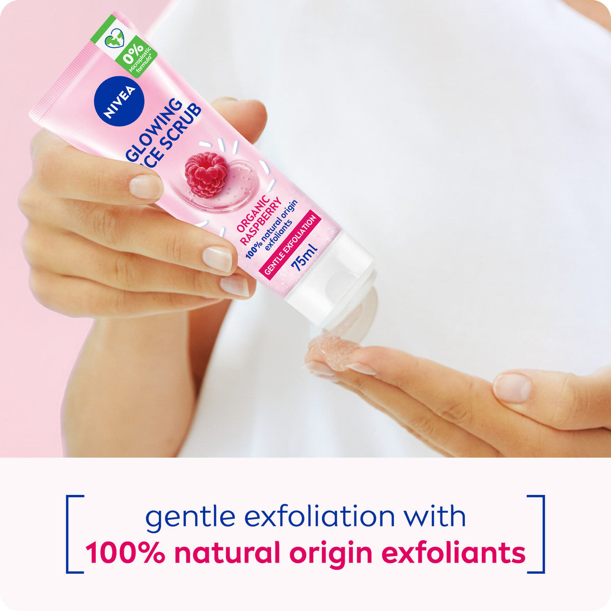 GETIT.QA- Qatar’s Best Online Shopping Website offers NIVEA GLOWING FACE RICE SCRUB ORGANIC RASPBERRY 75 ML at the lowest price in Qatar. Free Shipping & COD Available!