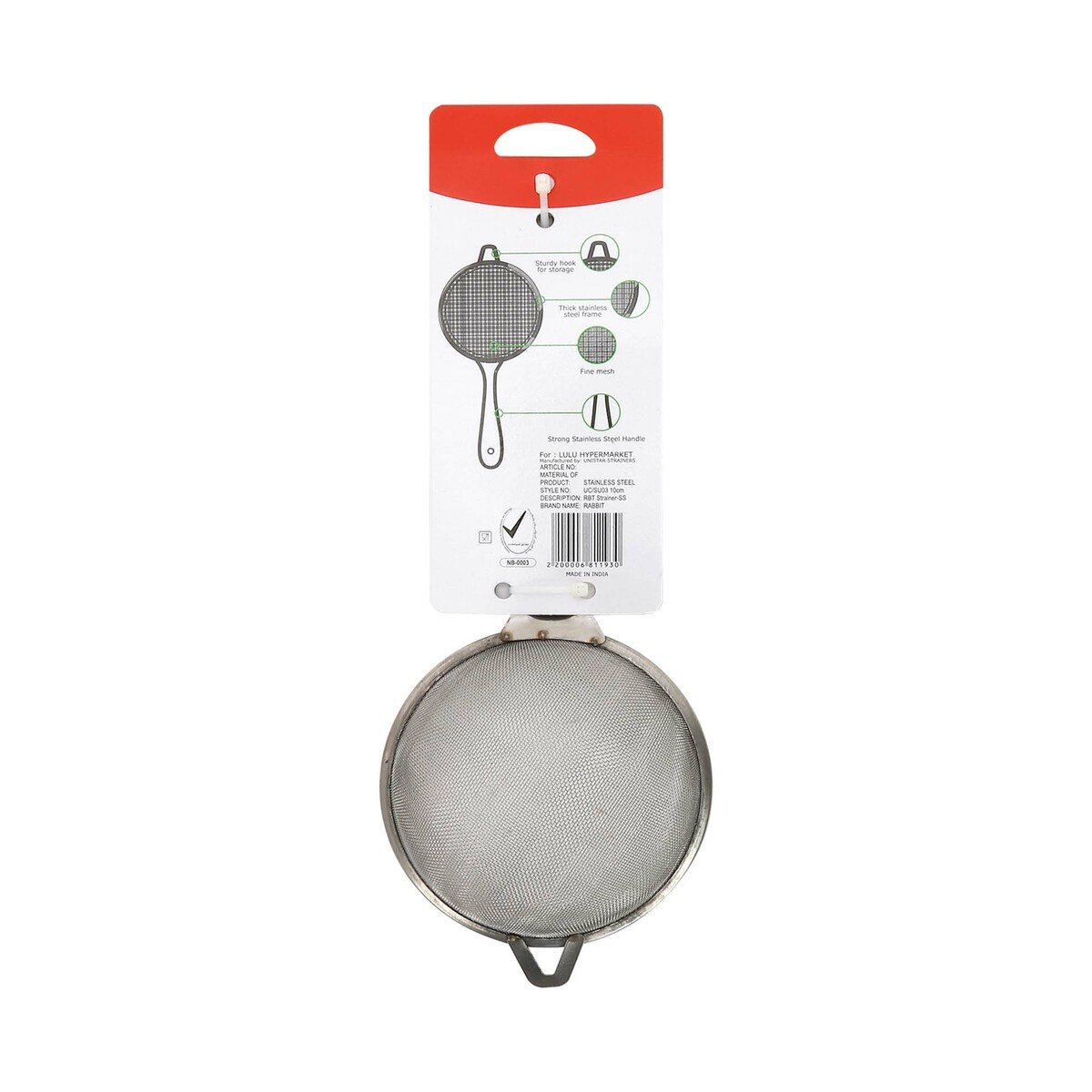 GETIT.QA- Qatar’s Best Online Shopping Website offers RABBIT STAINLESS STEEL STRAINER SUMMIT 10CM SM03 at the lowest price in Qatar. Free Shipping & COD Available!