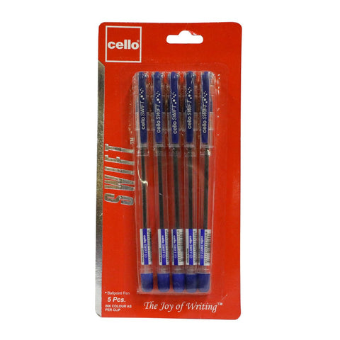 GETIT.QA- Qatar’s Best Online Shopping Website offers CELLO BALL POINT PEN SWIFT BLUE 0.7MM 5PCS at the lowest price in Qatar. Free Shipping & COD Available!