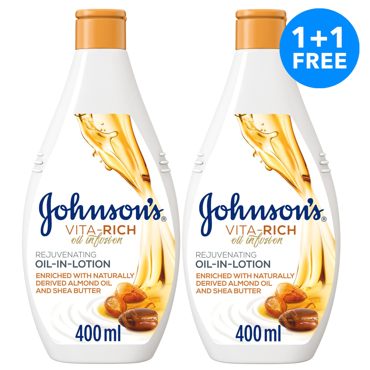 GETIT.QA- Qatar’s Best Online Shopping Website offers JOHNSON'S VITA RICH OIL INFUSION REJUVENATING OIL-IN-LOTION 400 ML 1+1 at the lowest price in Qatar. Free Shipping & COD Available!