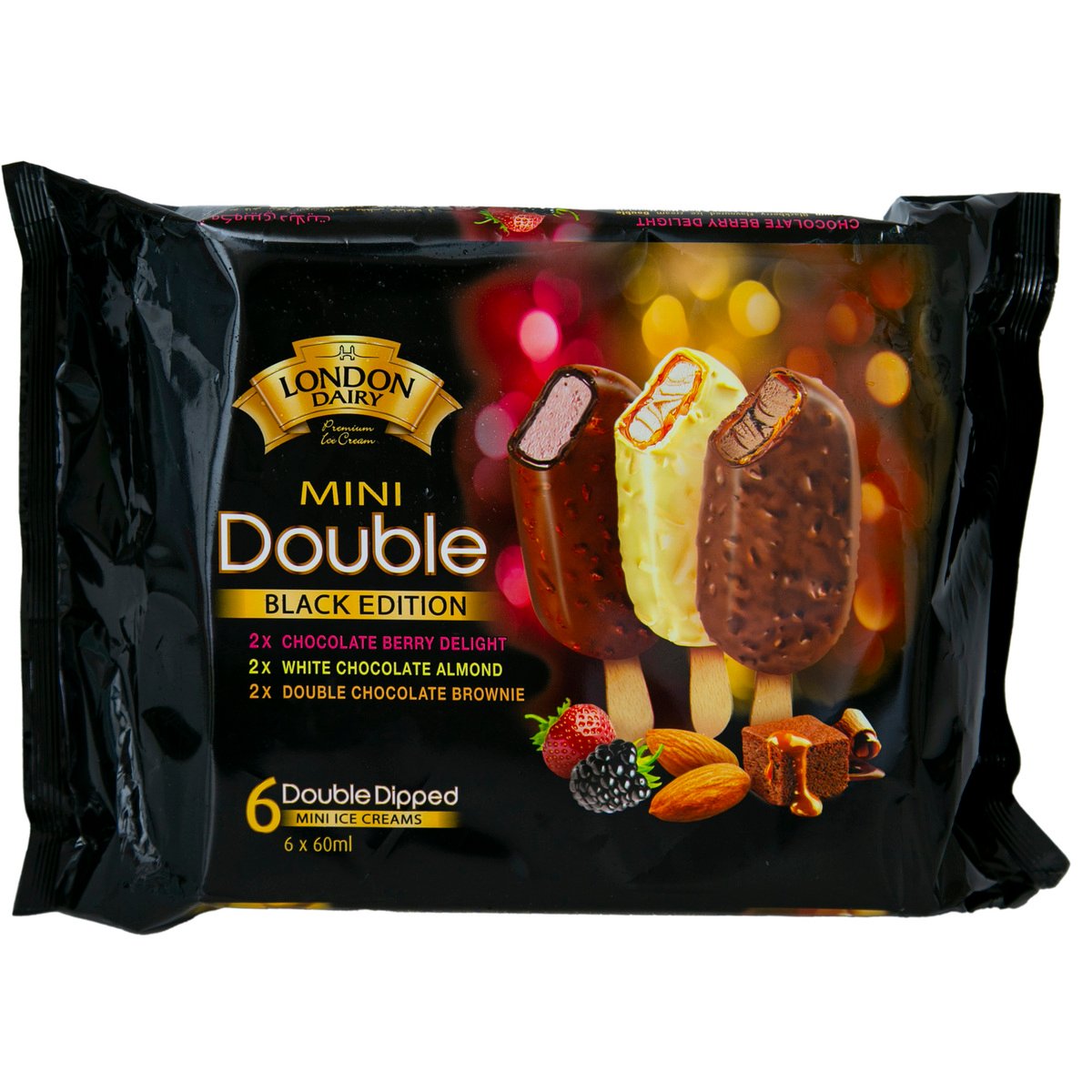 GETIT.QA- Qatar’s Best Online Shopping Website offers LONDON DAIRY BLACK EDITION DOUBLE MINI ICE CREAM ASSORTED 6 X 60 ML at the lowest price in Qatar. Free Shipping & COD Available!