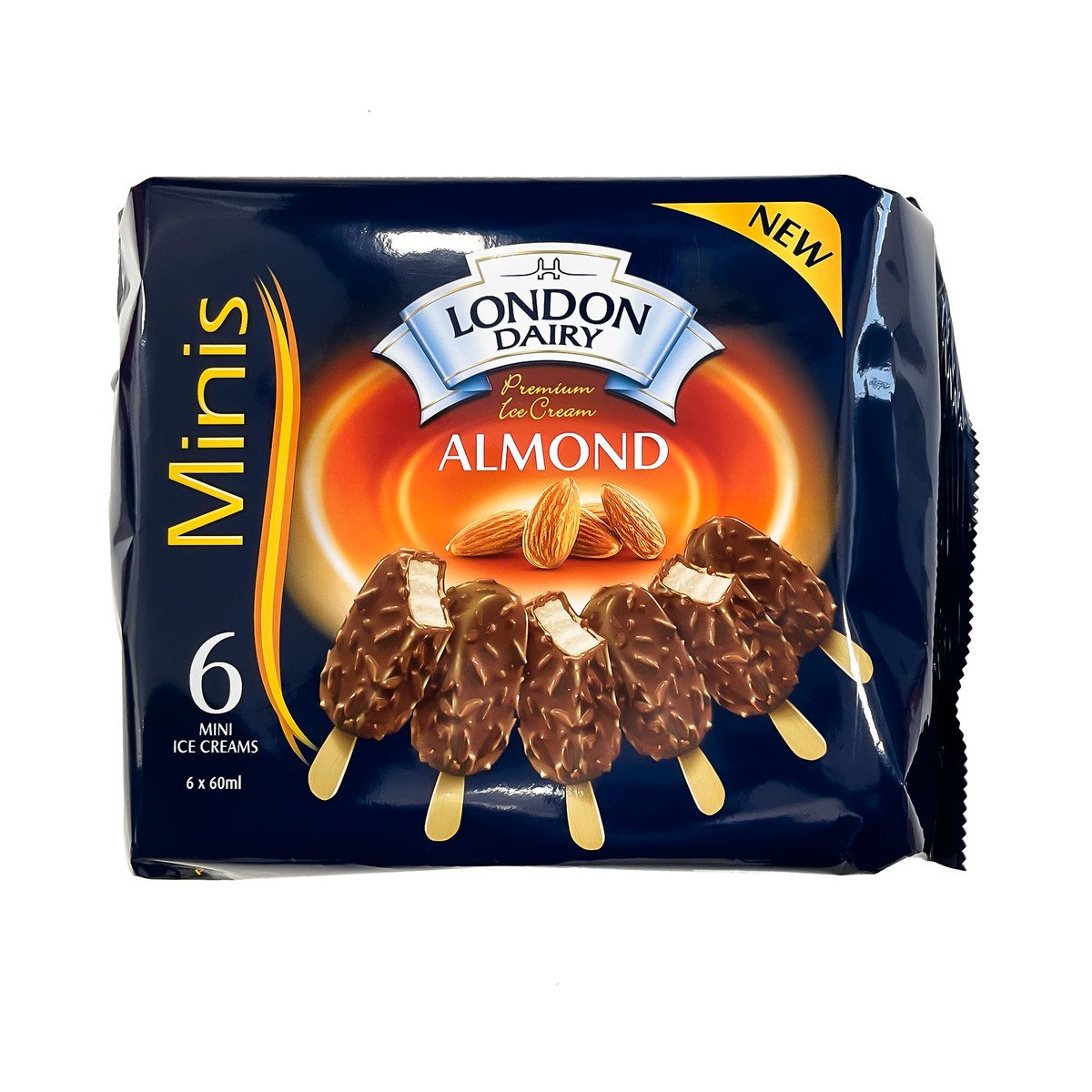 GETIT.QA- Qatar’s Best Online Shopping Website offers LONDON DAIRY PREMIUM ALMOND ICE CREAM STICKS 6 X 60 ML at the lowest price in Qatar. Free Shipping & COD Available!