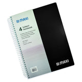 GETIT.QA- Qatar’s Best Online Shopping Website offers MAXI SPIRAL POLYPROPYLENE 4 SUBJECT NOTEBOOK, 11 INCH X 8.5 INCH, 160 SHEETS, ASSORTED COLOURS, MX-11-PPSUB4 at the lowest price in Qatar. Free Shipping & COD Available!