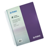 GETIT.QA- Qatar’s Best Online Shopping Website offers MAXI SPIRAL POLYPROPYLENE 4 SUBJECT NOTEBOOK, 11 INCH X 8.5 INCH, 160 SHEETS, ASSORTED COLOURS, MX-11-PPSUB4 at the lowest price in Qatar. Free Shipping & COD Available!