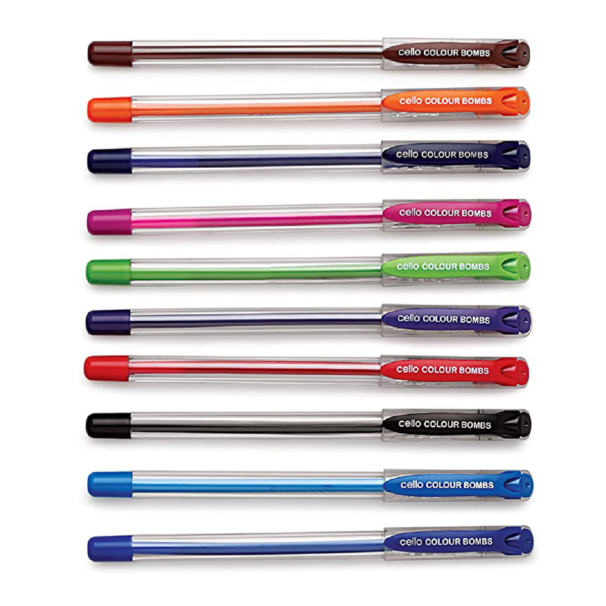 GETIT.QA- Qatar’s Best Online Shopping Website offers CELLO COLOUR BOMBS VIVID COLOURED INK GEL PENS, PACK OF 10, CE-CB8-10A at the lowest price in Qatar. Free Shipping & COD Available!