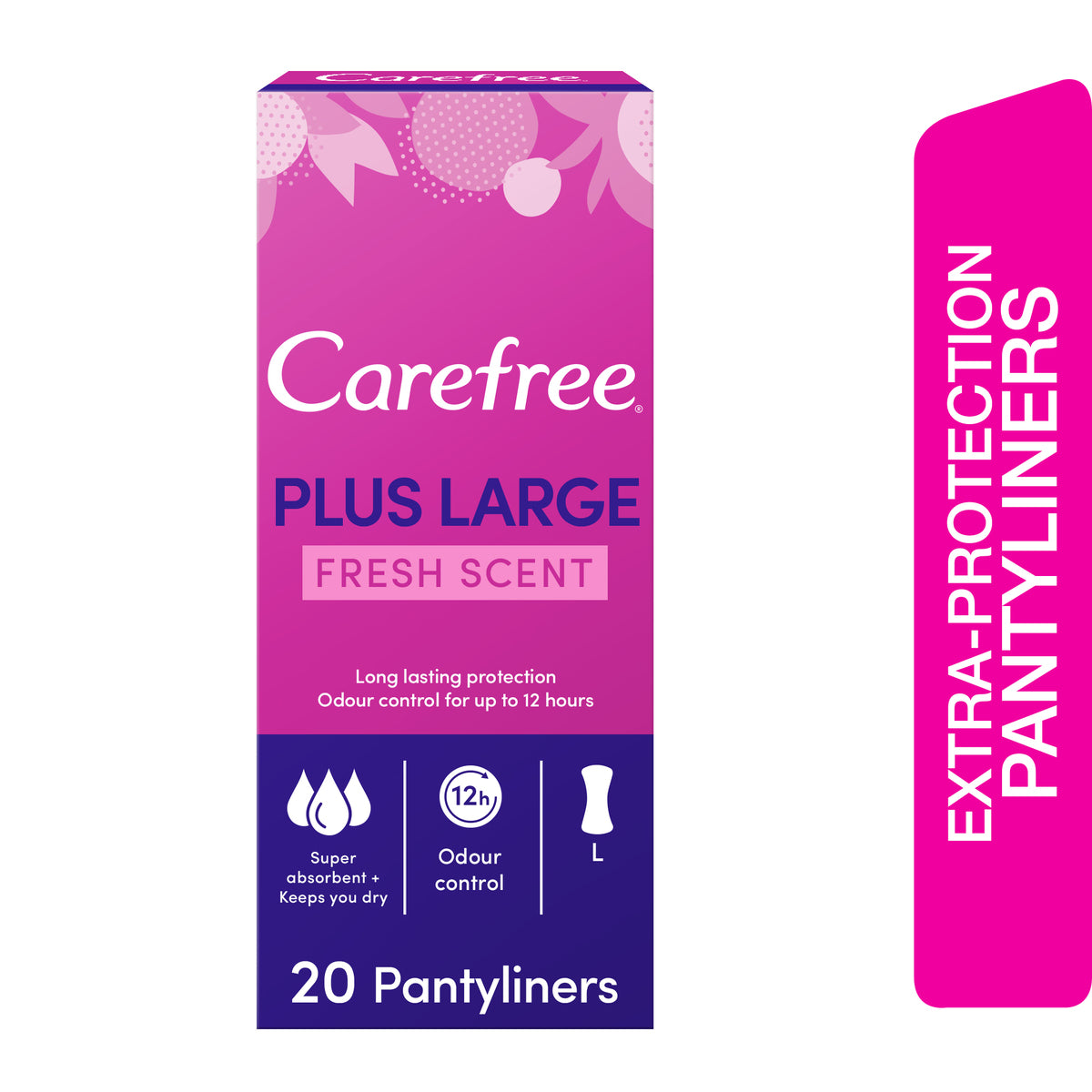 GETIT.QA- Qatar’s Best Online Shopping Website offers CAREFREE PANTY LINERS PLUS LARGE FRESH SCENT 20PCS at the lowest price in Qatar. Free Shipping & COD Available!