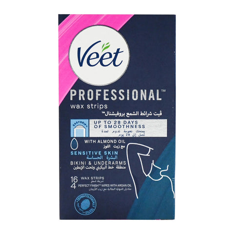 Veet Easy Gel Bikini & Underarm Wax Strips 16 + 4 Wipes - GETIT.QA