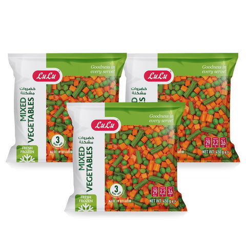 GETIT.QA- Qatar’s Best Online Shopping Website offers LULU MIXED VEGETABLES 3 X 450 G at the lowest price in Qatar. Free Shipping & COD Available!
