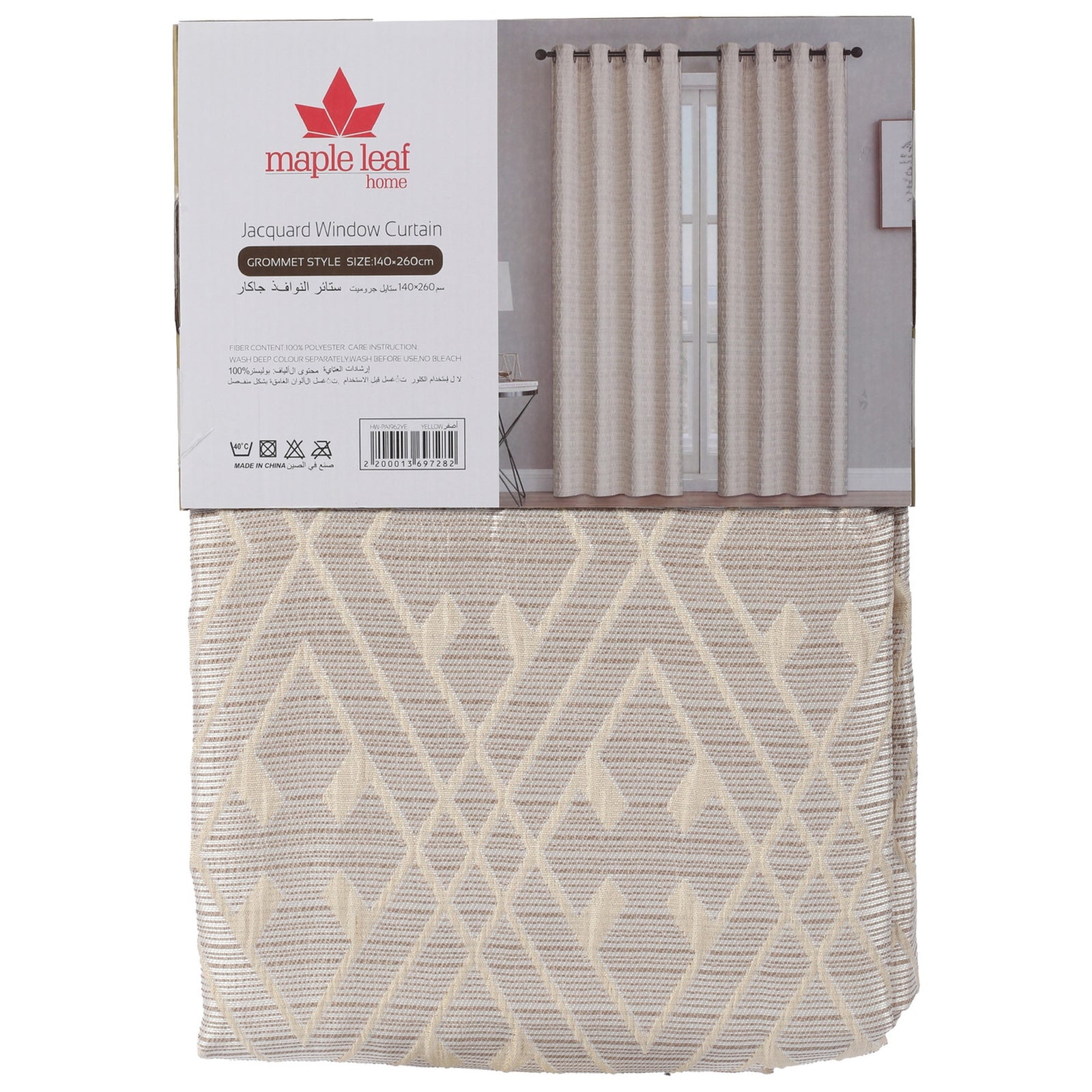GETIT.QA- Qatar’s Best Online Shopping Website offers MAPLE LEAF HOME JACQUARD WINDOW CURTAIN 140 X 260CM YELLOW at the lowest price in Qatar. Free Shipping & COD Available!