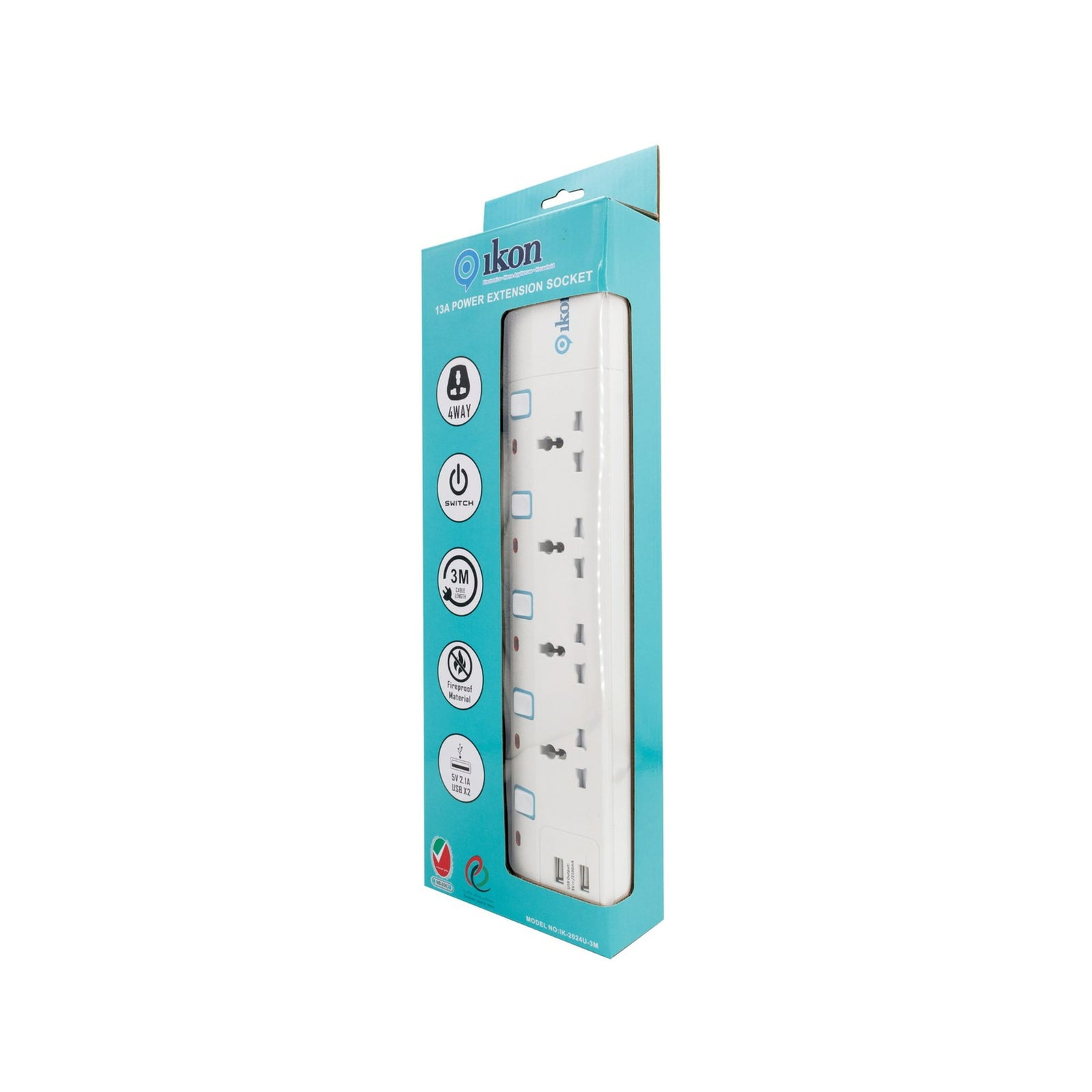 GETIT.QA- Qatar’s Best Online Shopping Website offers IKON 4 WAY POWER EXTENSION SOCKET WITH 2 USB PORT, 3M CABLE LENGTH at the lowest price in Qatar. Free Shipping & COD Available!