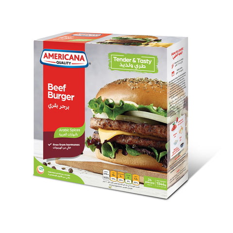 GETIT.QA- Qatar’s Best Online Shopping Website offers AMERICANA BEEF BURGER ARABIC SPICES 24 PCS 1.344 KG at the lowest price in Qatar. Free Shipping & COD Available!