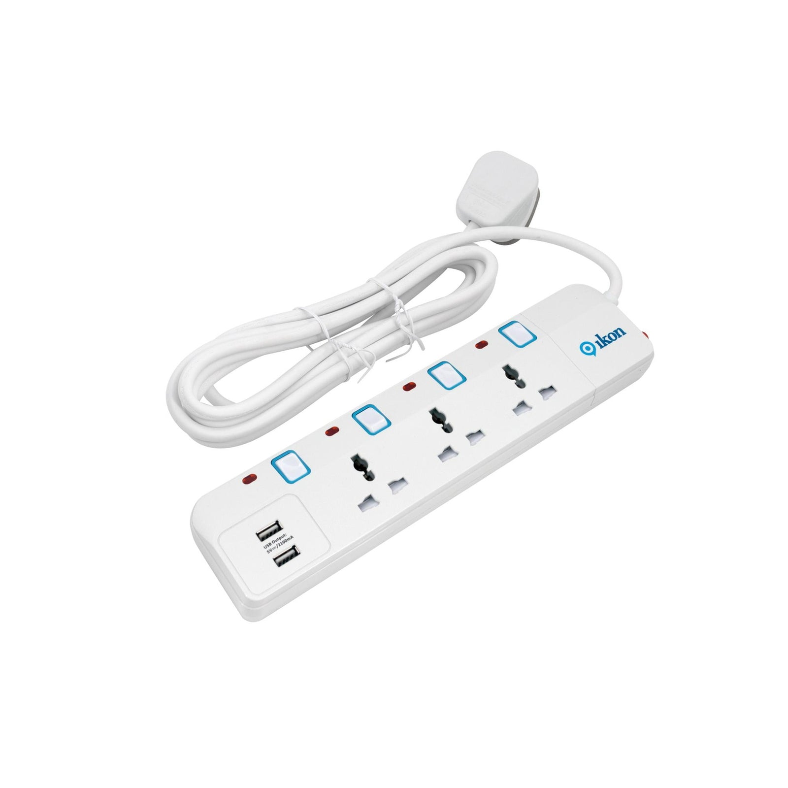 GETIT.QA- Qatar’s Best Online Shopping Website offers IKON 3 WAY POWER EXTENSION SOCKET WITH 2 USB, 3 MTR, IK-2023U at the lowest price in Qatar. Free Shipping & COD Available!