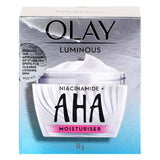 GETIT.QA- Qatar’s Best Online Shopping Website offers OLAY LUMINOUS NINAMICIDE + AHA MOISTURIZER CREAM 50 G at the lowest price in Qatar. Free Shipping & COD Available!