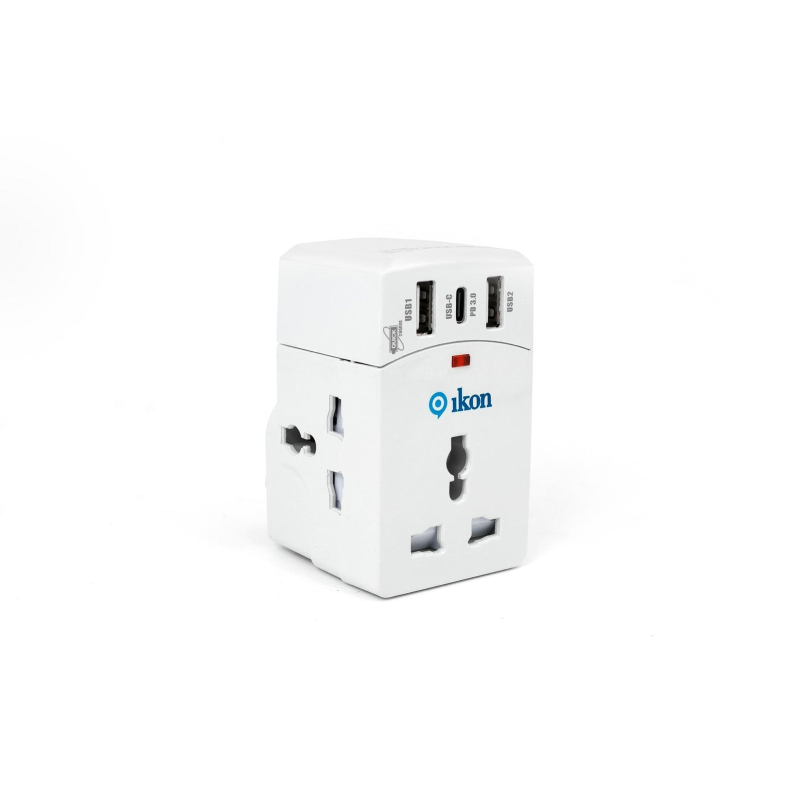 GETIT.QA- Qatar’s Best Online Shopping Website offers IKON 3 WAY ADAPTER WITH 2 USB-A AND 1USB-C PORTS, IK-301MPU at the lowest price in Qatar. Free Shipping & COD Available!