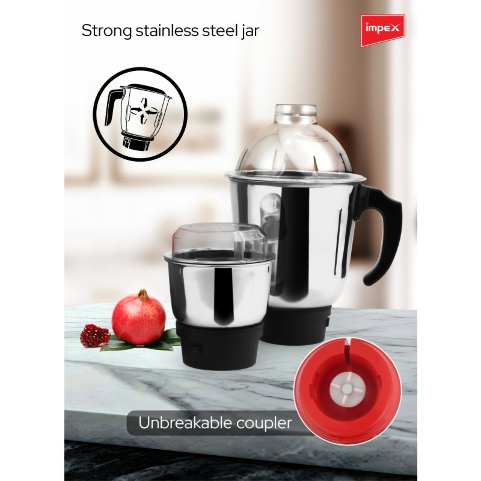 GETIT.QA- Qatar’s Best Online Shopping Website offers IMPEX 2-IN-1 MIXER GRINDER, 550 W, RED, BL 319C at the lowest price in Qatar. Free Shipping & COD Available!