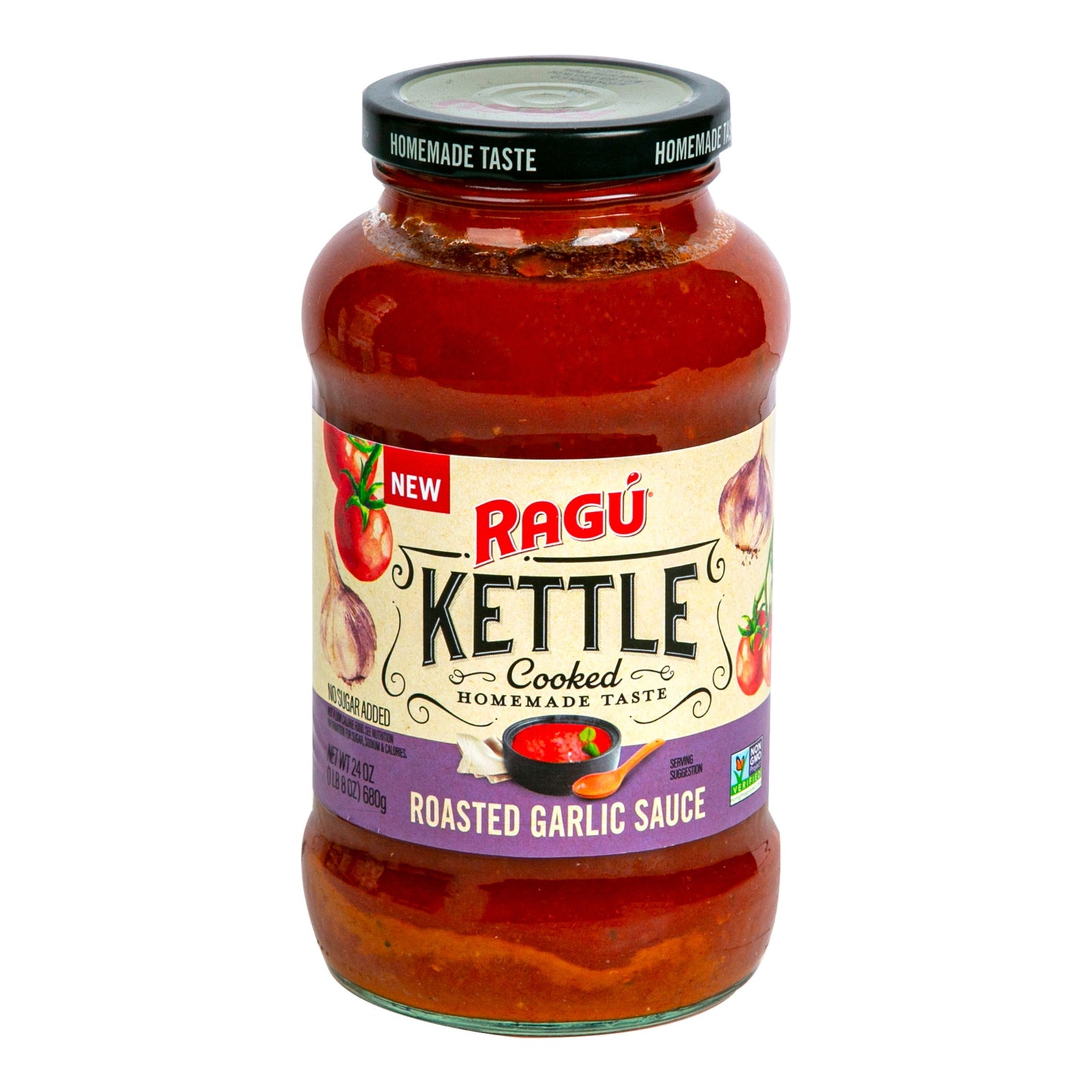 GETIT.QA- Qatar’s Best Online Shopping Website offers RAGU KETTLE COOKED ROASTED GARLIC SAUCE NO SUGAR ADDED 680 G at the lowest price in Qatar. Free Shipping & COD Available!