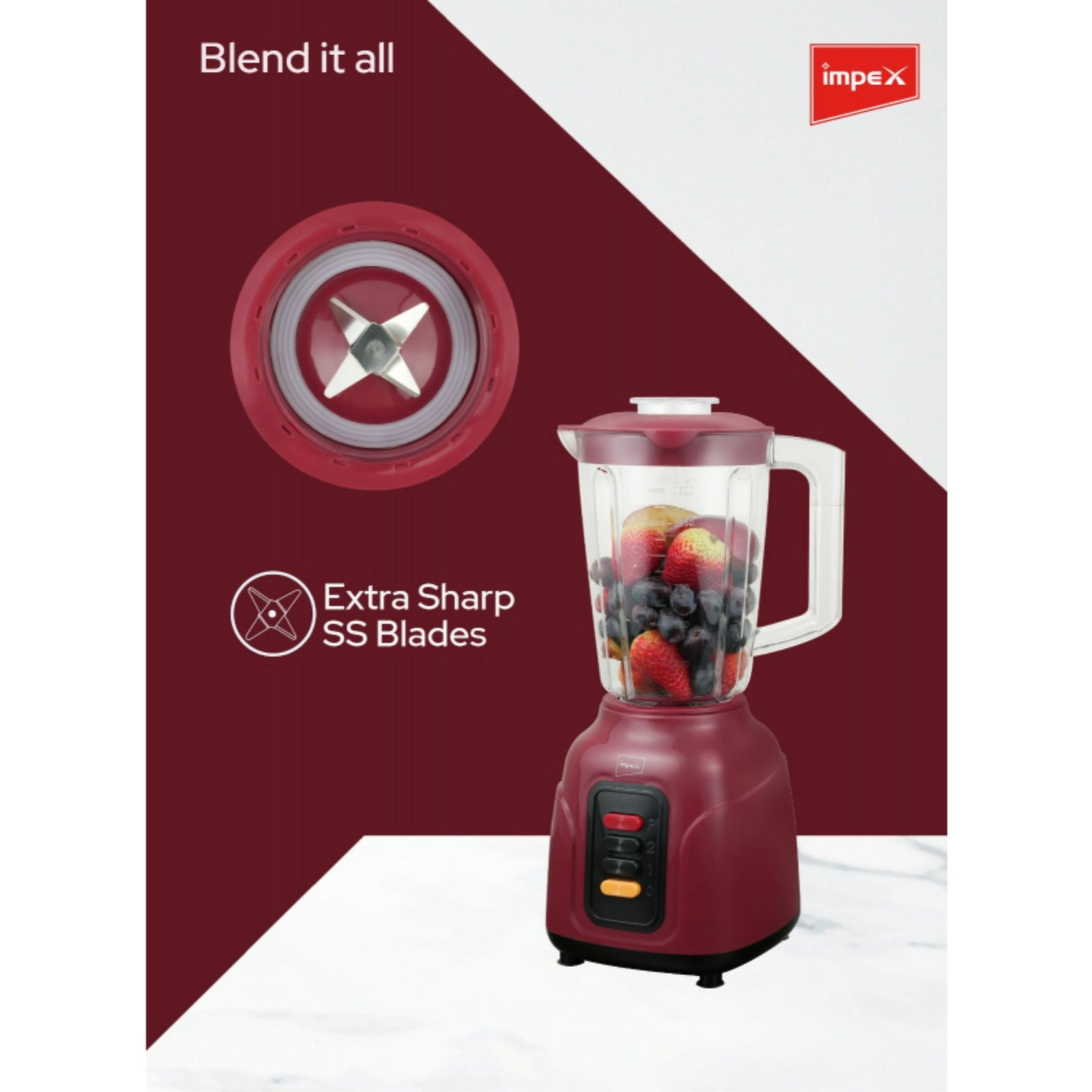 GETIT.QA- Qatar’s Best Online Shopping Website offers IMPEX SINGLE BLENDER, 400W, BL 3500 at the lowest price in Qatar. Free Shipping & COD Available!