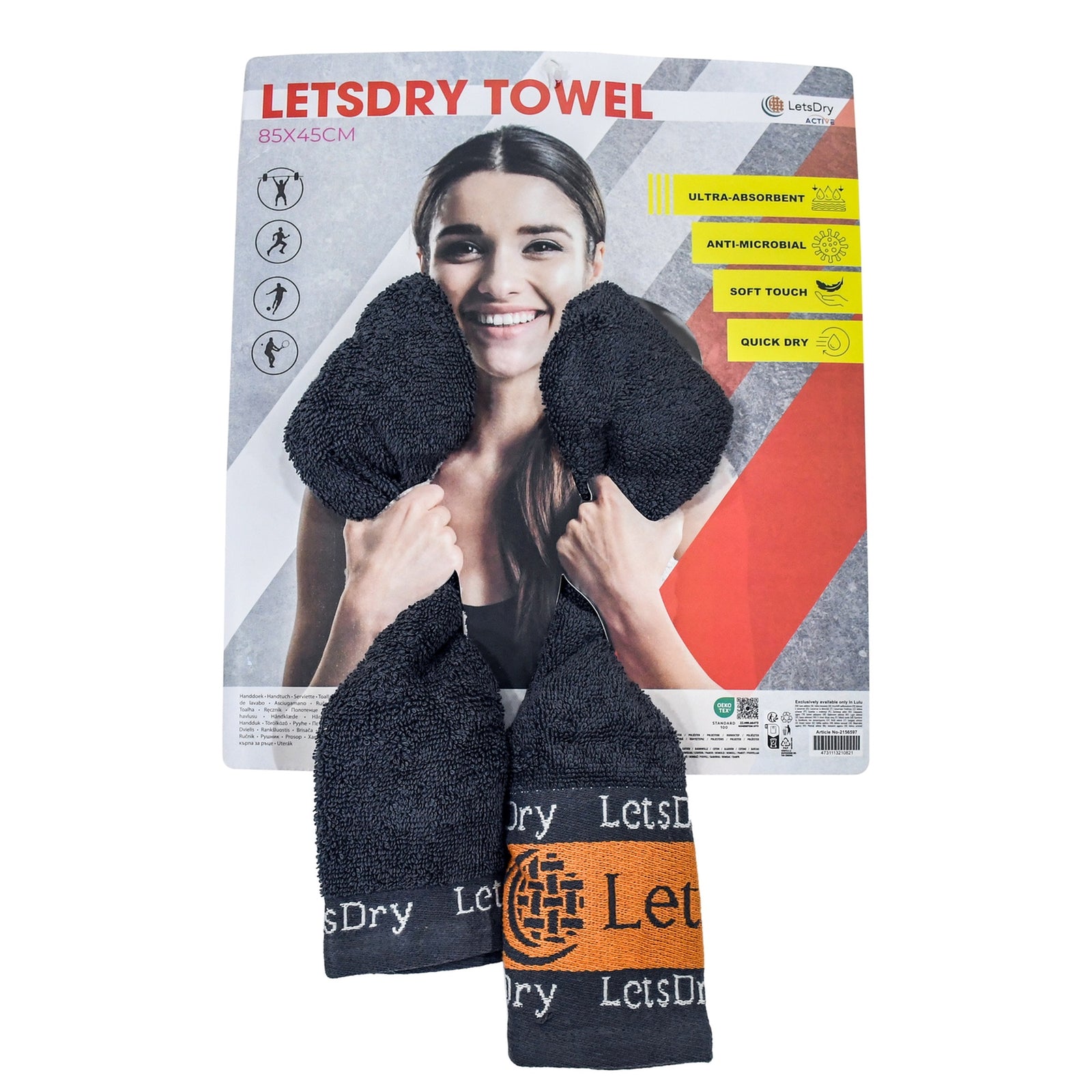 GETIT.QA- Qatar’s Best Online Shopping Website offers LETS DRY SPORTS TOWEL, 45 X 85 CM, GREY/ORANGE at the lowest price in Qatar. Free Shipping & COD Available!