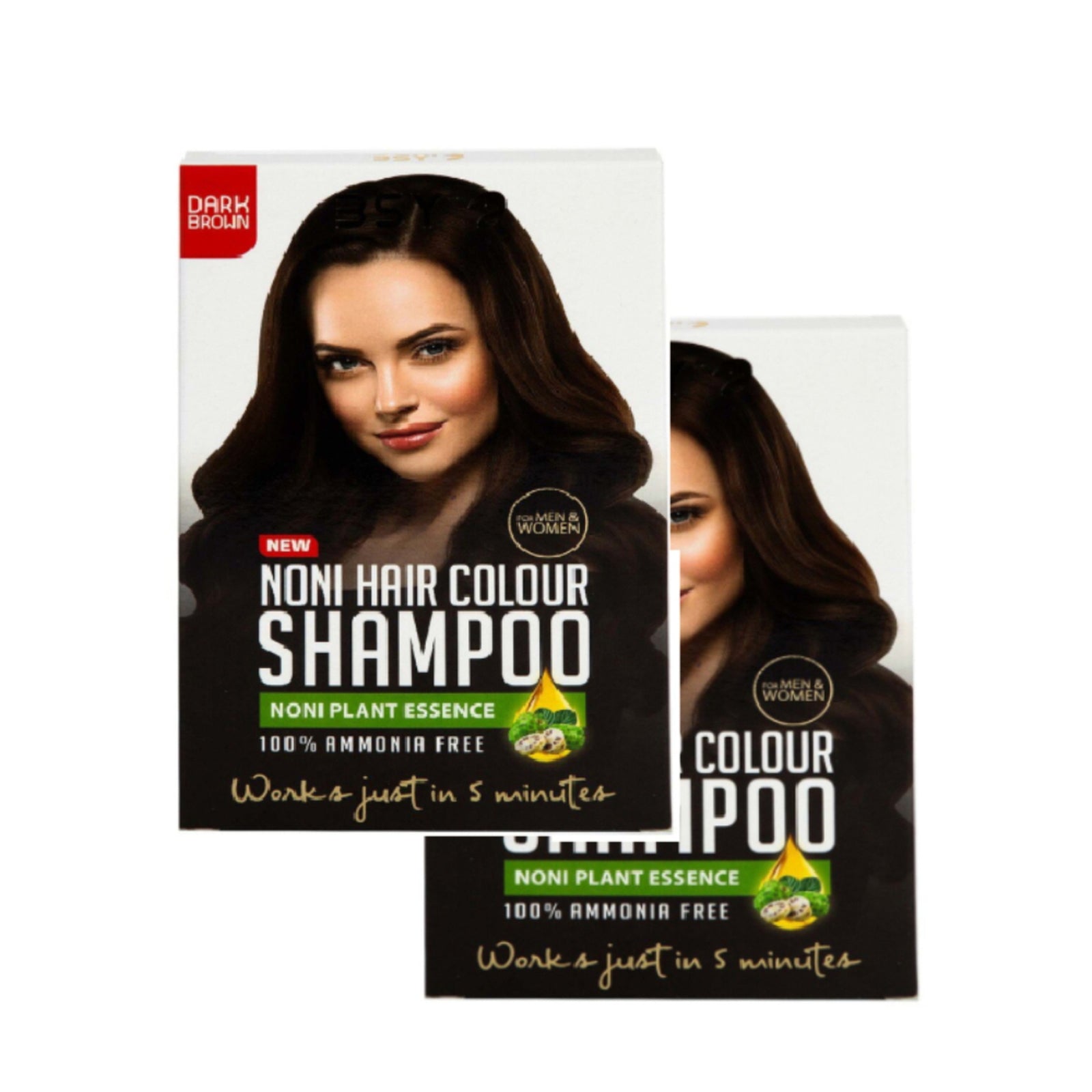 BSY Noni Hair Colour Shampoo Dark Brown 2 x 20 ml - GETIT.QA