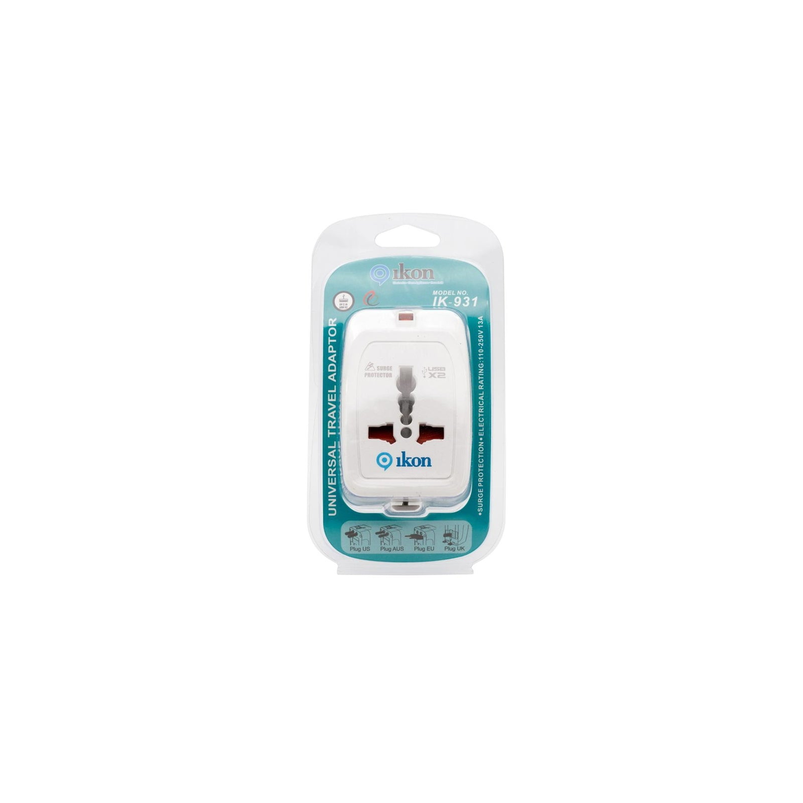 GETIT.QA- Qatar’s Best Online Shopping Website offers IKON UNIVERSAL TRAVEL ADAPTER WITH 2 USB-A PORTS, IK-931 at the lowest price in Qatar. Free Shipping & COD Available!
