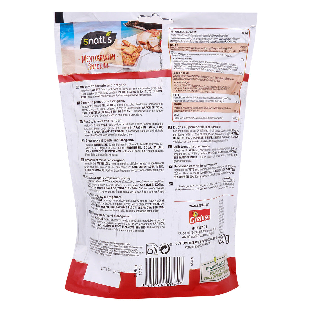 GETIT.QA- Qatar’s Best Online Shopping Website offers SNATT'S MEDITERRANEAN SNACKS WITH TOMATO AND OREGANO 120G at the lowest price in Qatar. Free Shipping & COD Available!