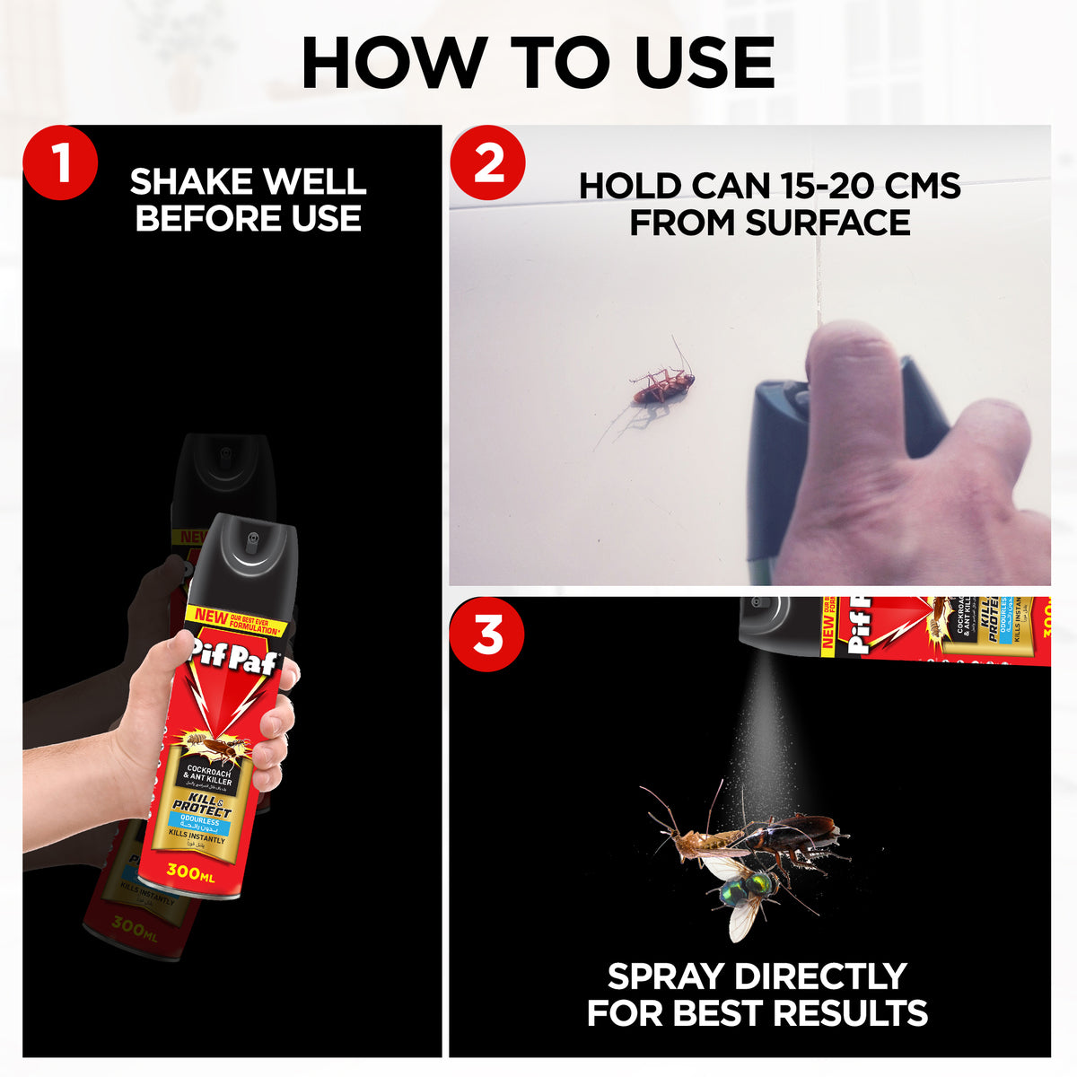 GETIT.QA- Qatar’s Best Online Shopping Website offers PIF PAF POWER GUARD CRAWLING INSECT KILLER ODOURLESS 300 ML at the lowest price in Qatar. Free Shipping & COD Available!