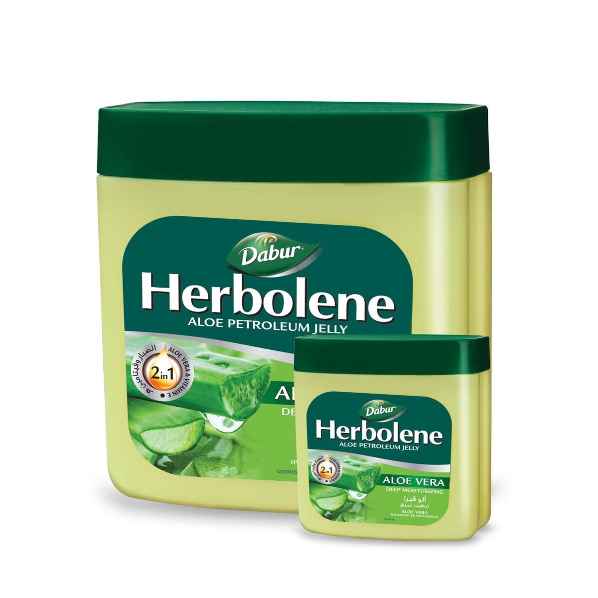 GETIT.QA- Qatar’s Best Online Shopping Website offers Dabur Herbolene Aloe Petroleum Jelly Enriched with Aloe Vera and Vitamin E 425 ml + 115 ml at lowest price in Qatar. Free Shipping & COD Available!