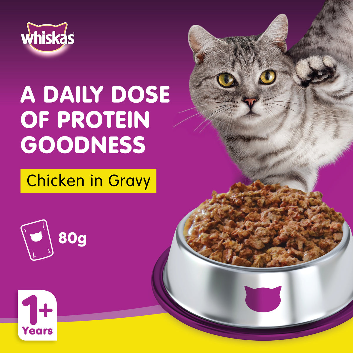 GETIT.QA- Qatar’s Best Online Shopping Website offers WHISKAS CHICKEN IN GRAVY CAN WET CAT FOOD FOR 1+ YEARS ADULT CATS 400 G at the lowest price in Qatar. Free Shipping & COD Available!GETIT.QA- Qatar’s Best Online Shopping Website offers WHISKA CAT FOOD WITH CHICKEN IN GRAVY FOR 1+ YEARS 80 G at the lowest price in Qatar. Free Shipping & COD Available!